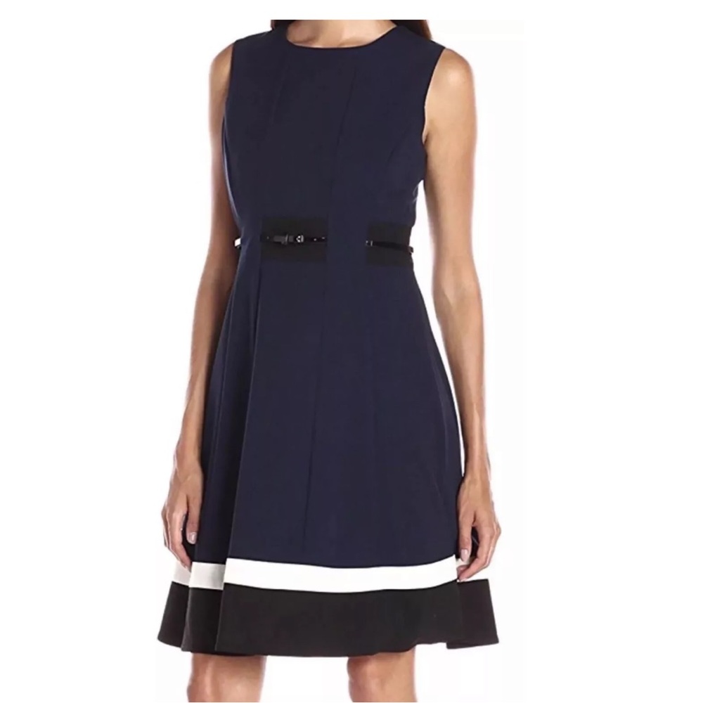 Calvin Klein Navy and Black Midi Dress